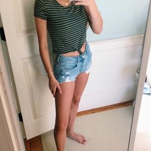 Green Tied Crop Top